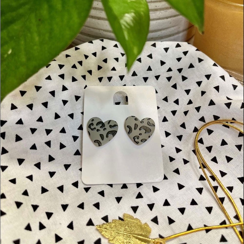 Heart shaped polymer clay earrings